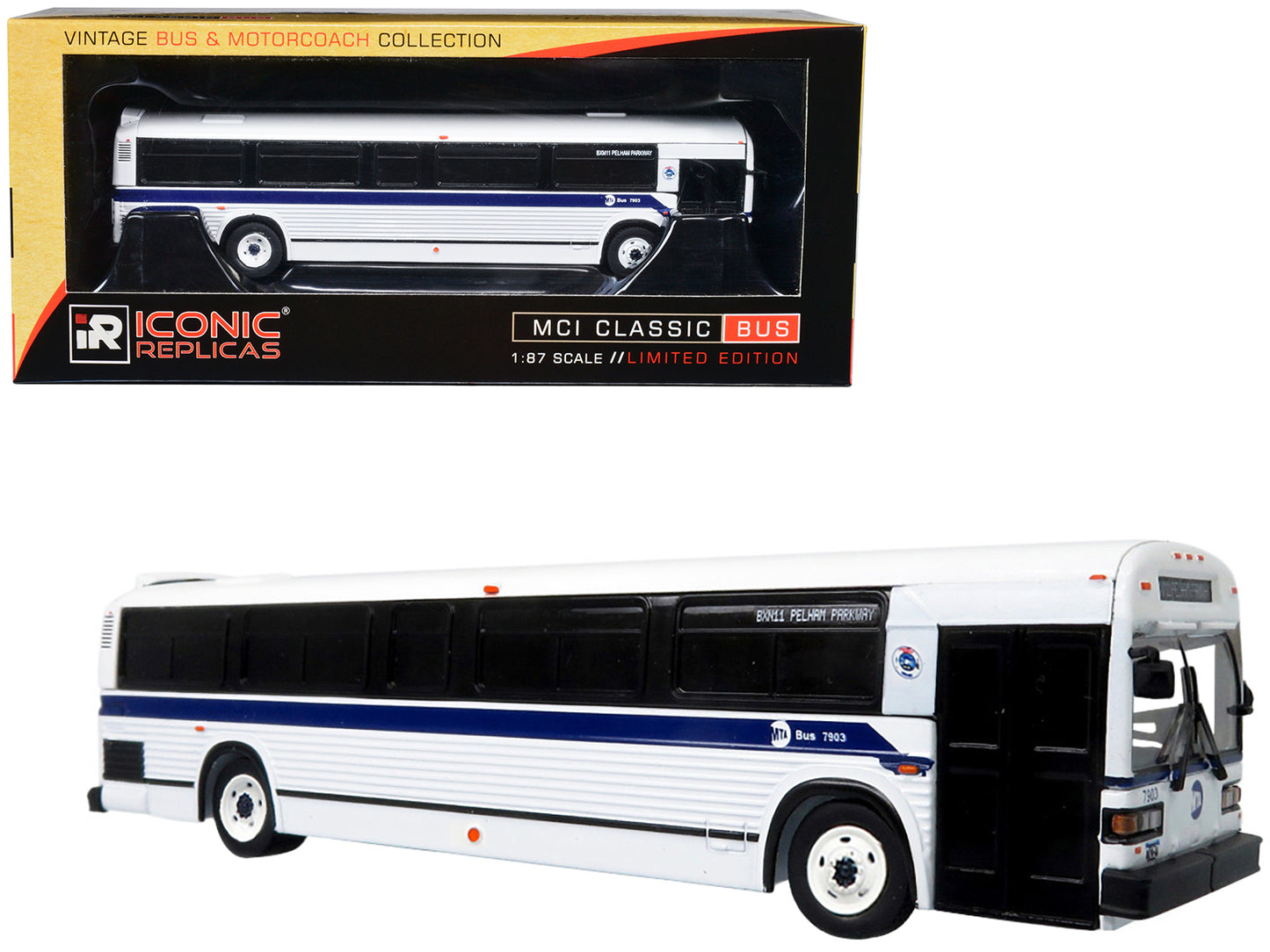 MCI Classic City Bus MTA New York City Suburban "BXM11 Pelham Parkway" "Vintage Bus & Motorcoach Collection" 1/87 Diecast Model by Iconic Replicas