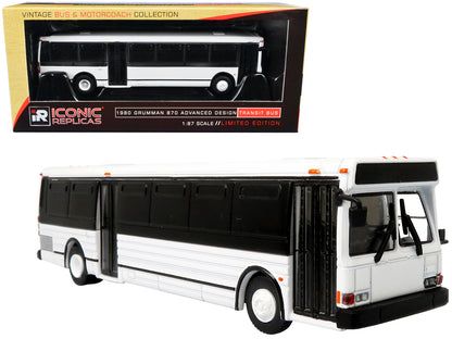 1980 Grumman 870 Advanced Design Transit Bus Plain White "Vintage Bus & Motorcoach Collection" 1/87 Diecast Model by Iconic Replicas