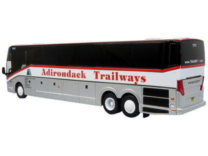 Prevost H3-45 Coach Bus "Adirondack Trailways" Silver Metallic and White with Red Stripes Limited Edition 1/87 (HO) Diecast Model by Iconic Replicas