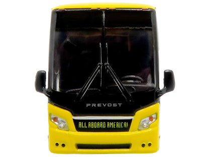 Prevost H3-45 Coach Bus "All Aboard America" Yellow with Graphics Limited Edition 1/87 (HO) Diecast Model by Iconic Replicas