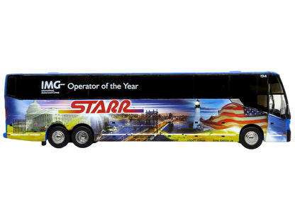 Prevost H3-45 Coach Bus "Starr Tours" Blue with Graphics Limited Edition 1/87 (HO) Diecast Model by Iconic Replicas