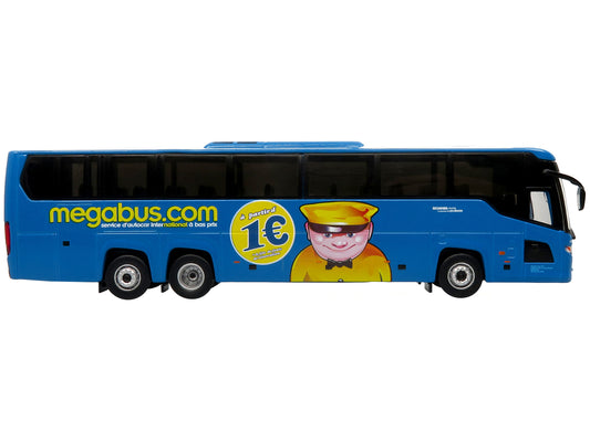 Scania Touring Coach Bus "Megabus France" Blue with Graphics "European Bus & Motorcoach Collection" Limited Edition to 504 pieces Worldwide 1/87 (HO) Diecast Model by Iconic Replicas