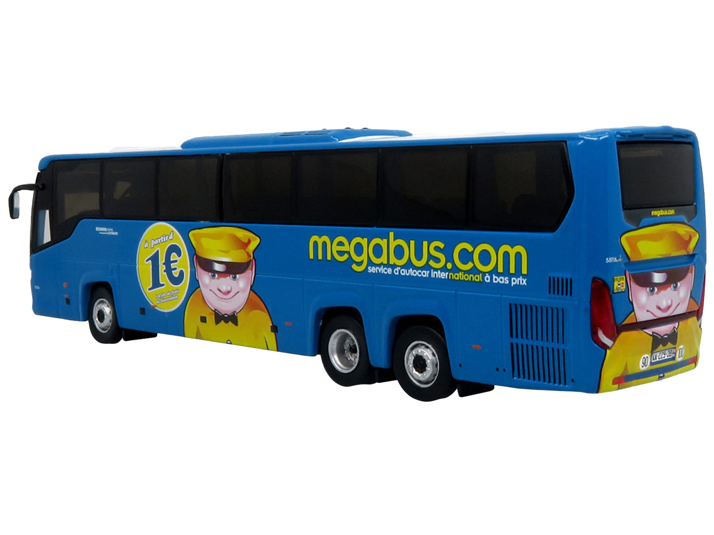 Scania Touring Coach Bus "Megabus France" Blue with Graphics "European Bus & Motorcoach Collection" Limited Edition to 504 pieces Worldwide 1/87 (HO) Diecast Model by Iconic Replicas