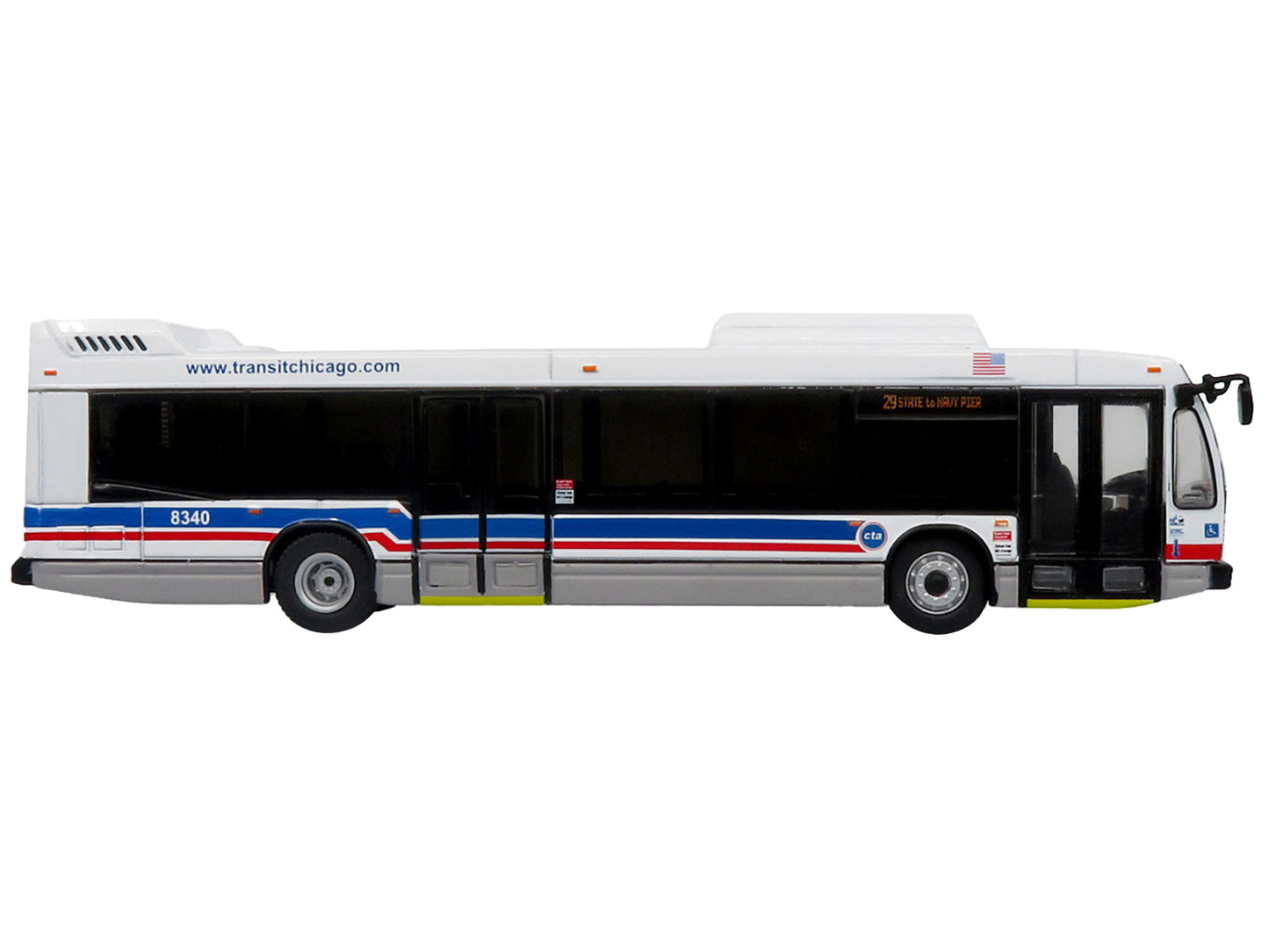 Nova Bus LFSd Transit Bus CTA Chicago "29 State to Navy Pier" Limited Edition to 504 pieces Worldwide "The Bus and Motorcoach Collection" 1/87 (HO) Diecast Model by Iconic Replicas