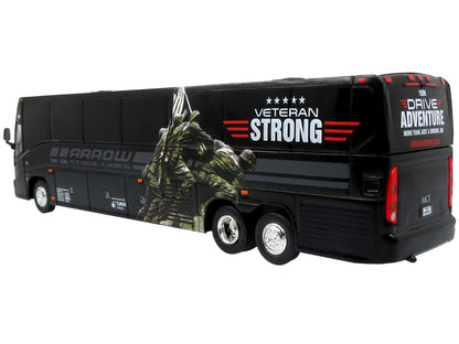 MCI J4500 Coach Bus "Arrow Stage Lines - Veteran Strong" Black "The Bus & Motorcoach Collection" Limited Edition to 504 pieces Worldwide 1/87 (HO) Diecast Model by Iconic Replicas