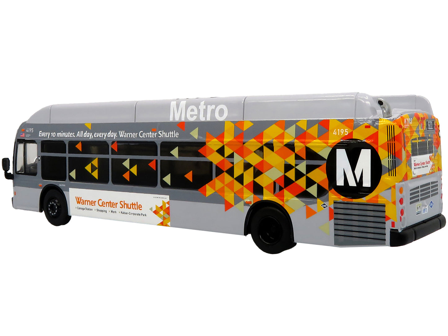 New Flyer Xcelsior XN40 Transit Bus "Los Angeles Metro - Warner Center Shuttle" Gray with Graphics "The Bus & Motorcoach Collection" Limited Edition 1/87 (HO) Diecast Model by Iconic Replicas