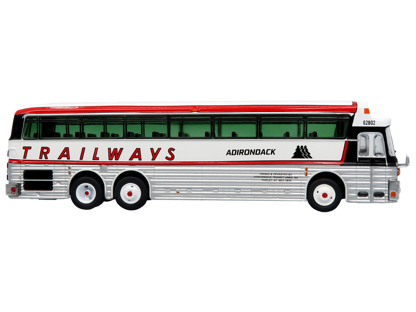 1969 Eagle Model 05 Coach Bus "Adirondack Trailways" White and Red Limited Edition to 504 pieces Worldwide 1/87 (HO) Diecast Model by Iconic Replicas