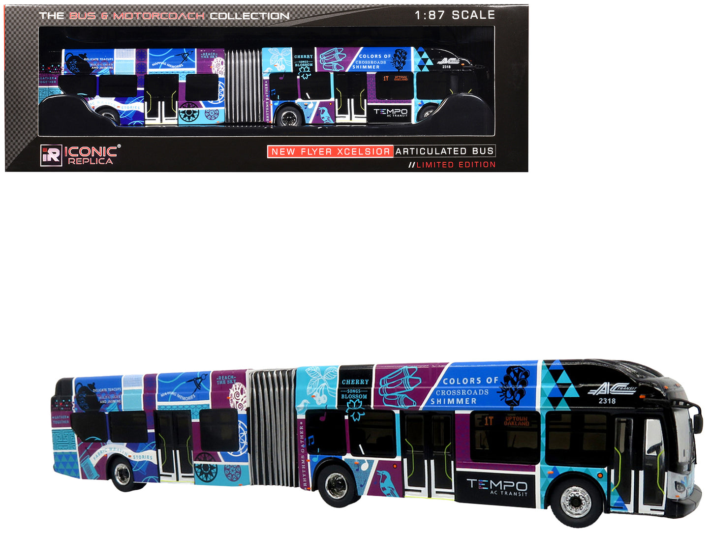 New Flyer Xcelsior XN60 Articulated Bus "AC Transit Tempo - San Francisco" Tempo Livery "The Bus & Motorcoach Collection" 1/87 (HO) Diecast Model by Iconic Replicas