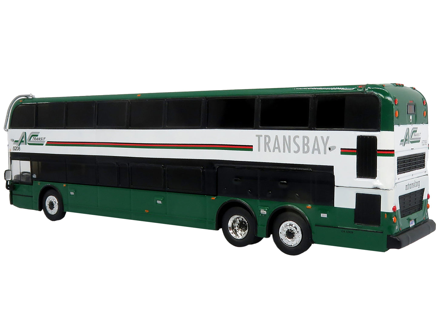 Alexander Dennis Enviro 500 Double Decker Bus "AC Transit / Transbay" Green and White "North American Bus & Motorcoach Collection" Limited Edition to 504 pieces Worldwide 1/87 (HO) Diecast Model by Iconic Replicas