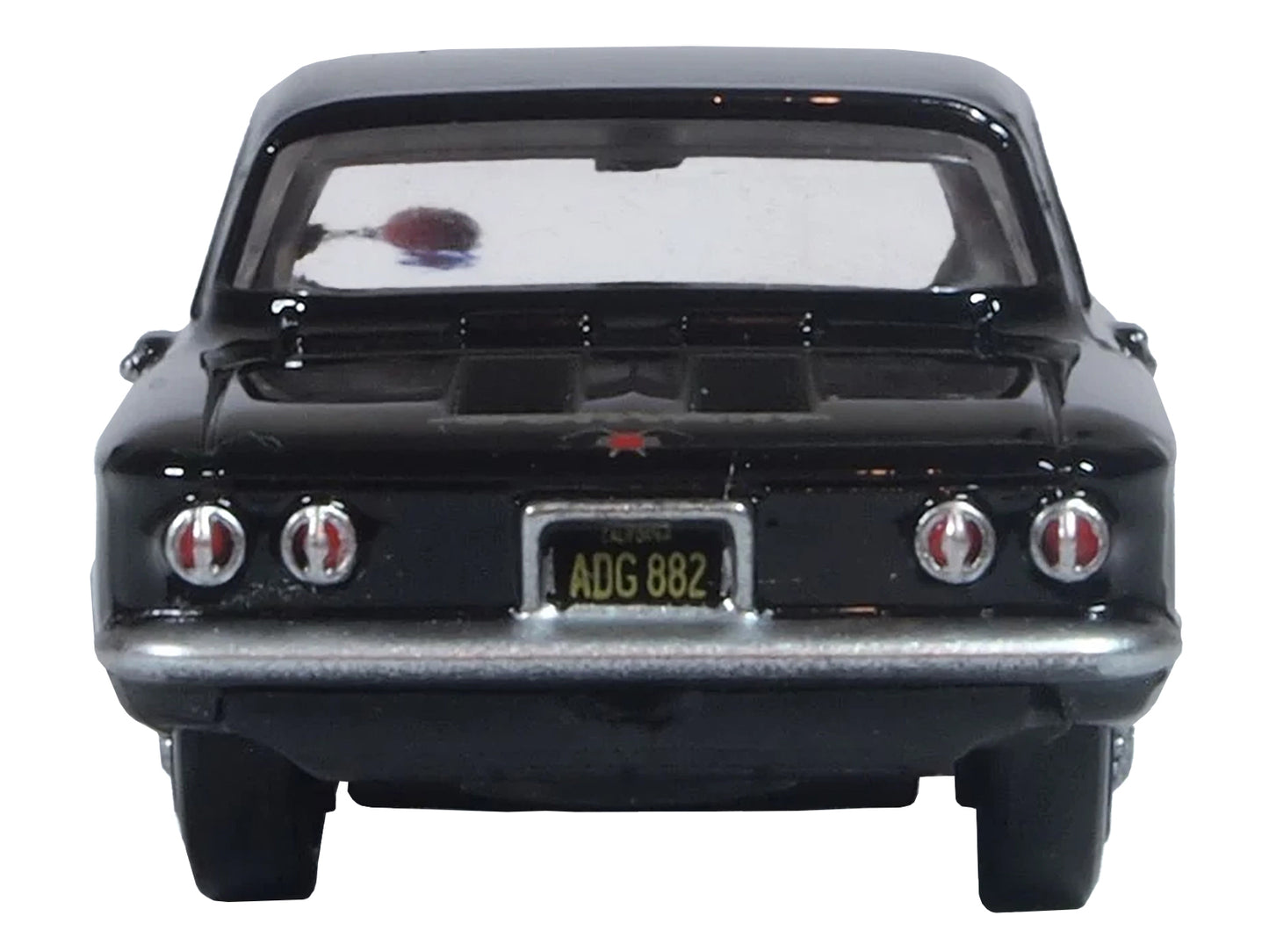 1963 Chevrolet Corvair Coupe Tuxedo Black with Red Interior  1/87 (HO) Scale Diecast Model Car by Oxford Diecast