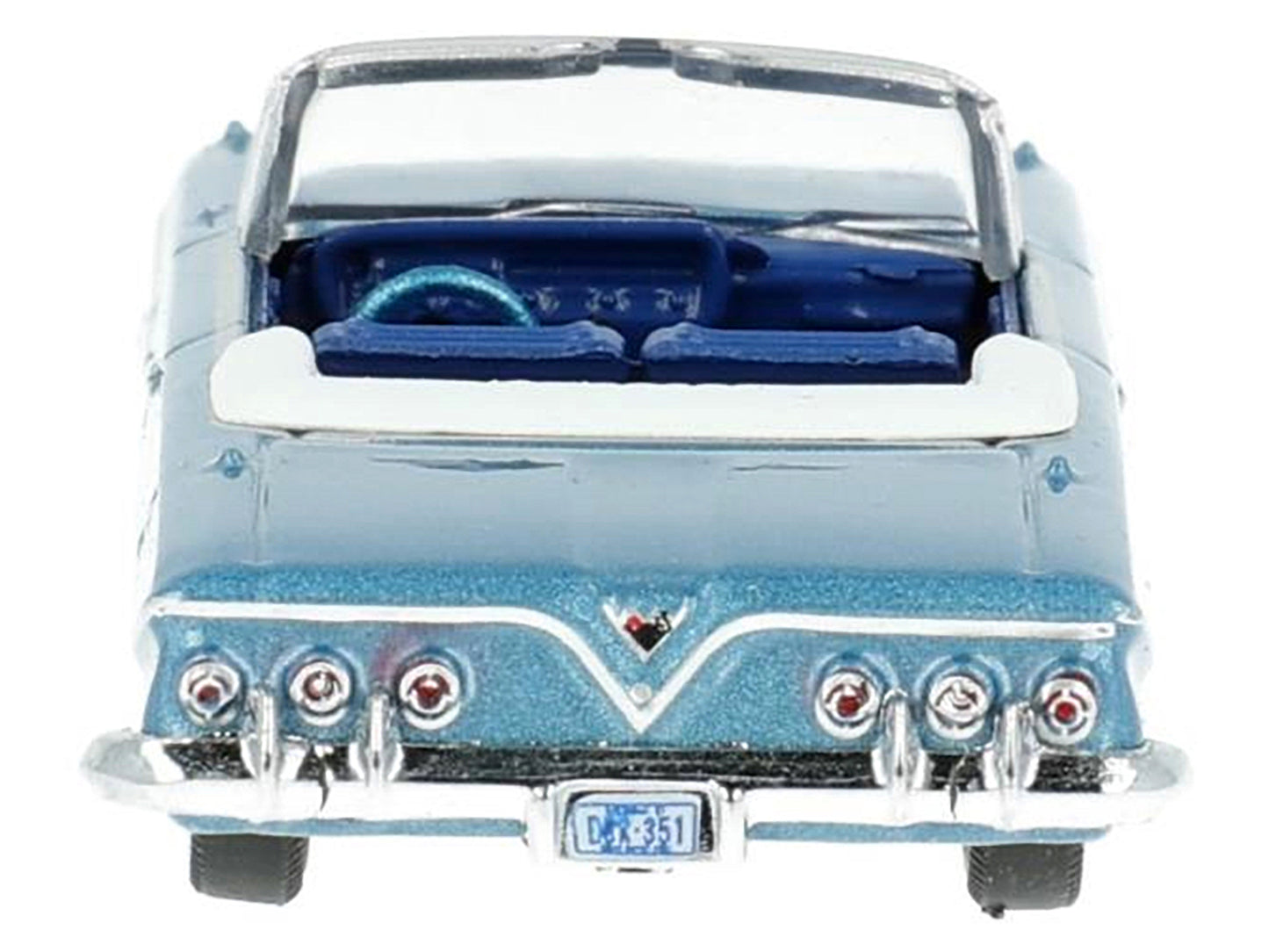 1961 Chevrolet Impala Convertible Jewel Blue Metallic and White with Blue Interior 1/87 (HO) Scale Diecast Model Car by Oxford Diecast