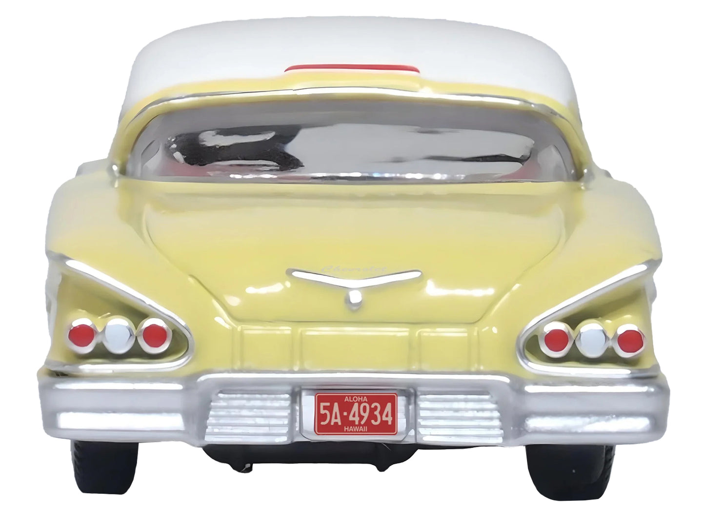 1958 Chevrolet Impala Sport Colonial Cream with Snowcrest White Top 1/87 (HO) Scale Diecast Model Car by Oxford Diecast