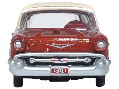 1957 Chevrolet Nomad Adobe Beige with Sierra Gold Top 1/87 (HO) Scale Diecast Model Car by Oxford Diecast