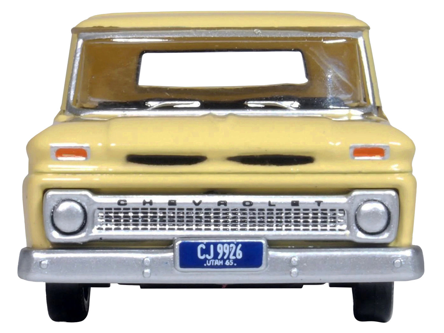 1965 Chevrolet C10 Stepside Pickup Truck Yellow 1/87 (HO) Scale Diecast Model Car by Oxford Diecast