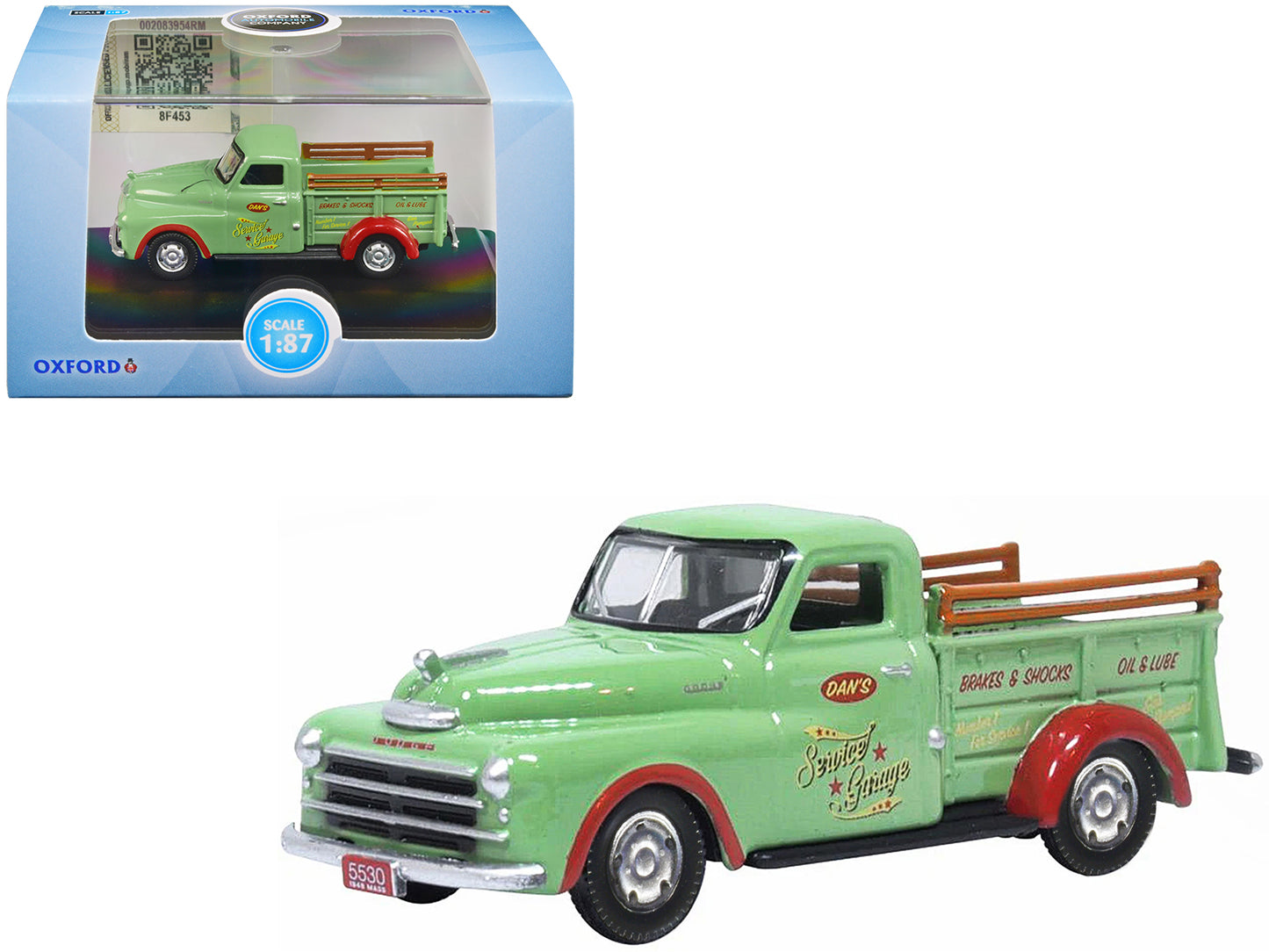 1948 Dodge B-1B Pickup Truck Green "Dan's Service Garage" 1/87 (HO) Scale Diecast Model Car by Oxford Diecast