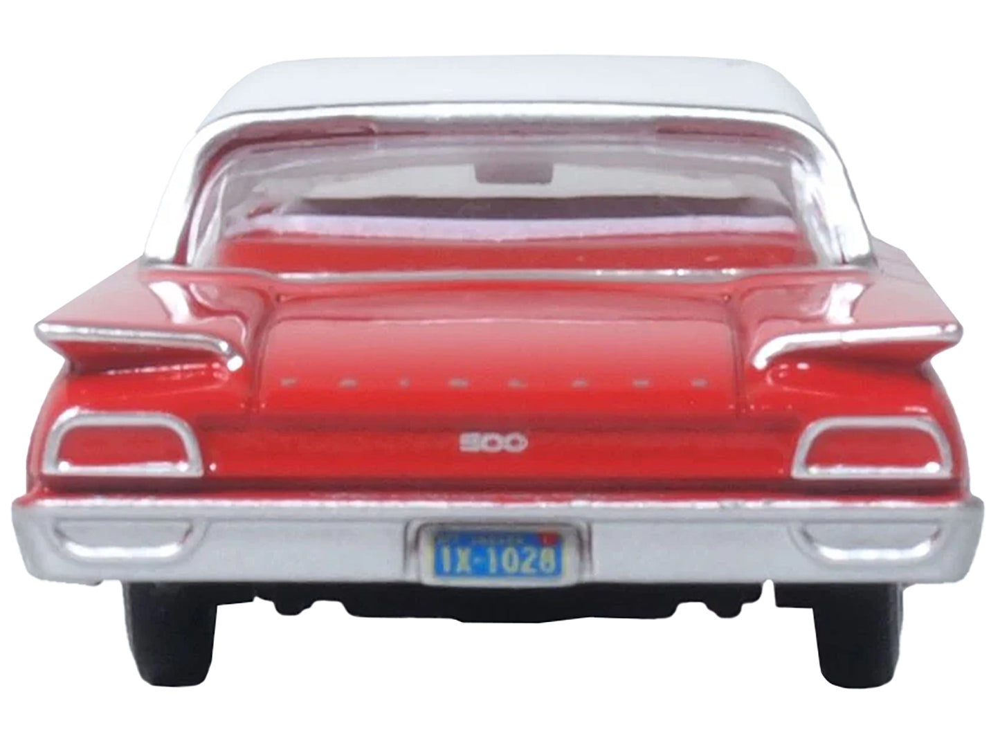 1960 Ford Fairlane Sedan 500 Monte Carlo Red with Corinthian White Top and Interior 1/87 (HO) Scale Diecast Model Car by Oxford Diecast