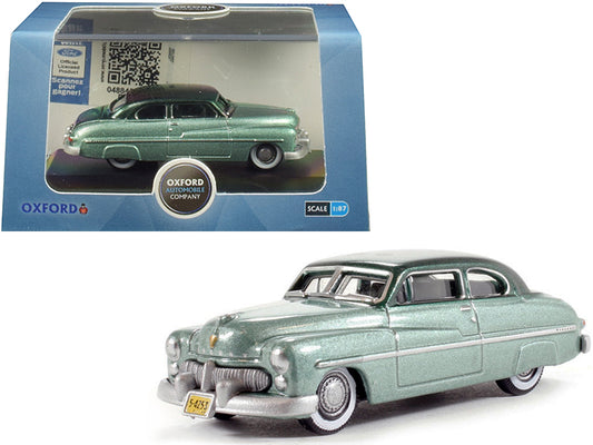 1949 Mercury Coupe Metallic Green with Dark Green Top 1/87 (HO) Scale Diecast Model Car by Oxford Diecast