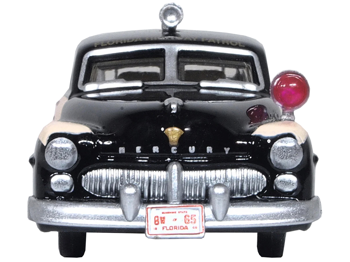 1949 Mercury Monarch Police Black and White "Florida Highway Patrol" 1/87 (HO) Scale Diecast Model Car by Oxford Diecast