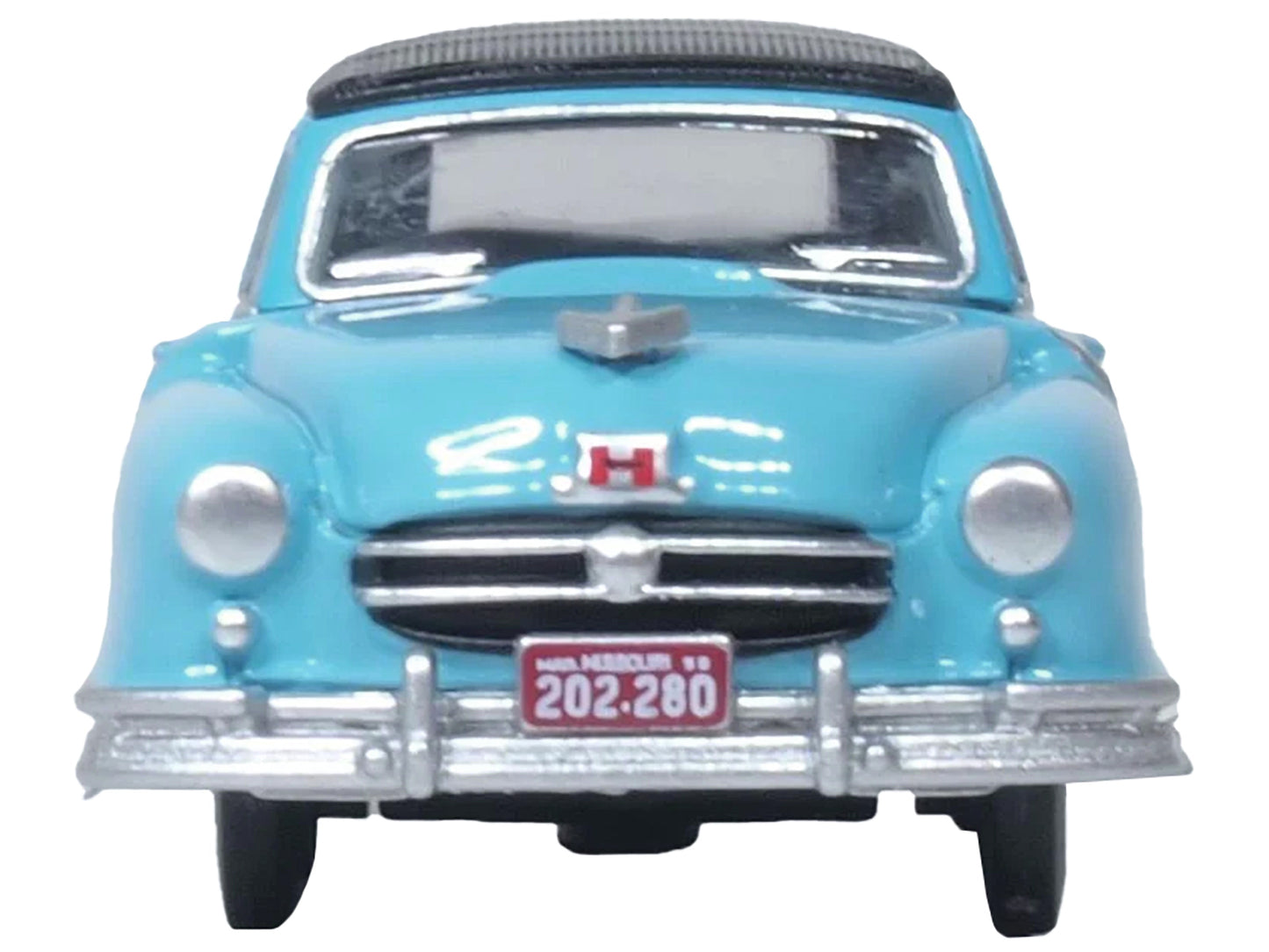 1950 Nash Rambler Custom Landau Convertible (Closed) Strato Blue with Black Top 1/87 (HO) Scale Diecast Model Car by Oxford Diecast