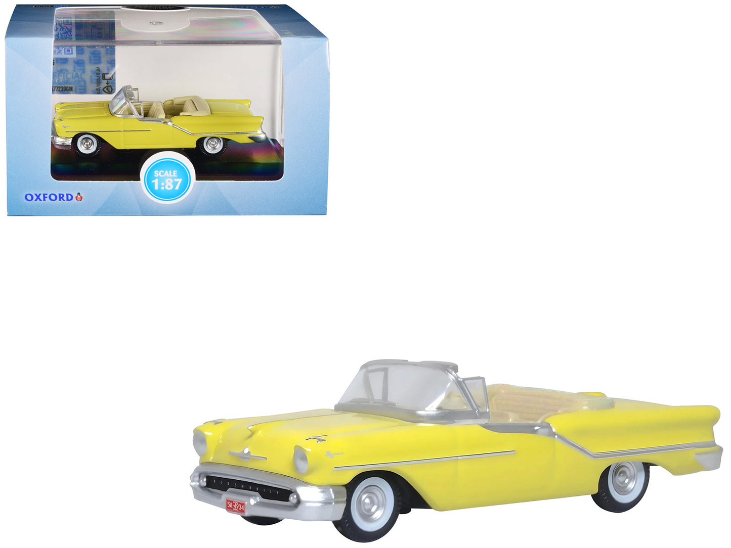 1957 Oldsmobile 88 Convertible Coronado Yellow 1/87 (HO) Scale Diecast Model Car by Oxford Diecast