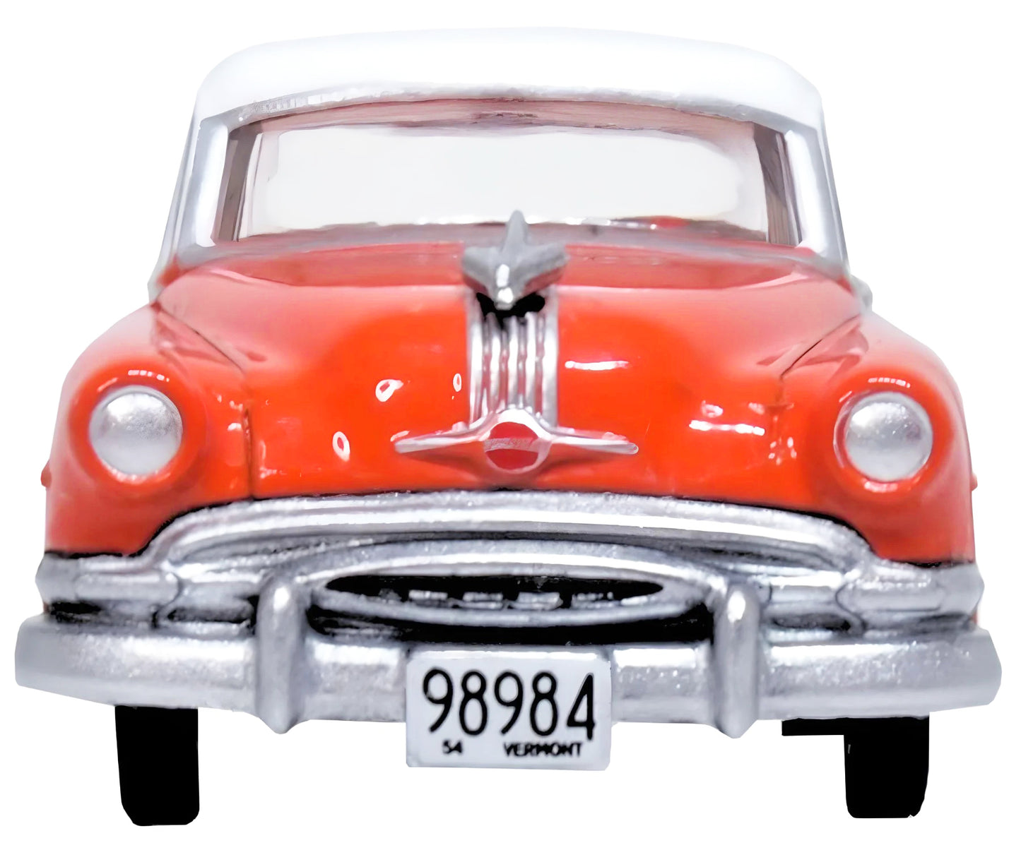 1954 Pontiac Chieftain 4 Door Coral Red with Winter White Top 1/87 (HO) Scale Diecast Model Car by Oxford Diecast