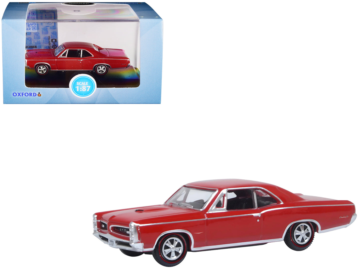 1966 Pontiac GTO Montero Red 1/87 (HO) Scale Diecast Model Car by Oxford Diecast