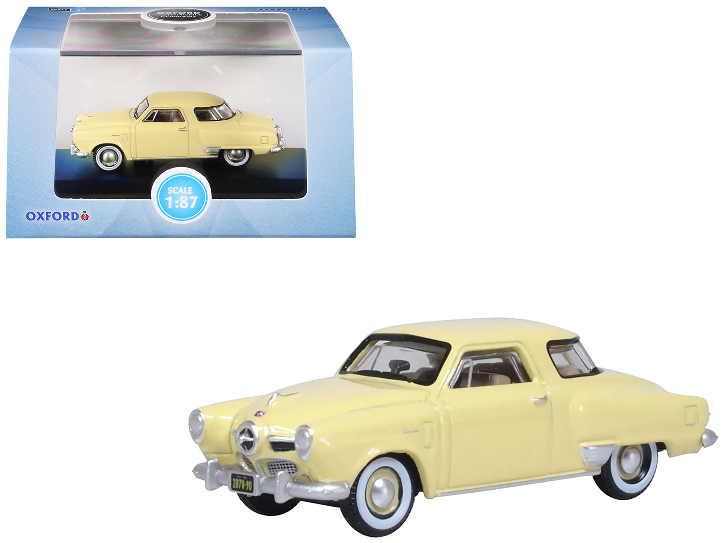 1950 Studebaker Champion Starlight Coupe Tulip Cream 1/87 (HO) Scale Diecast Model Car by Oxford Diecast