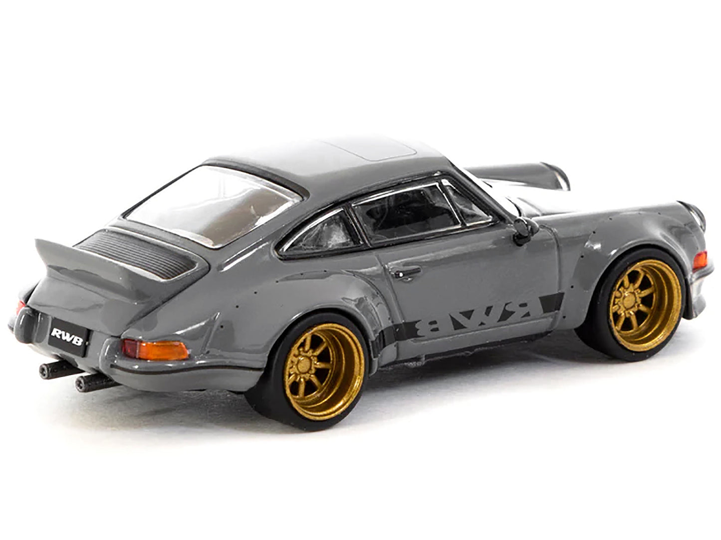 RWB Backdate Gray with Black Stripes "Hobby64" Series 1/64 Diecast Model Car by Tarmac Works