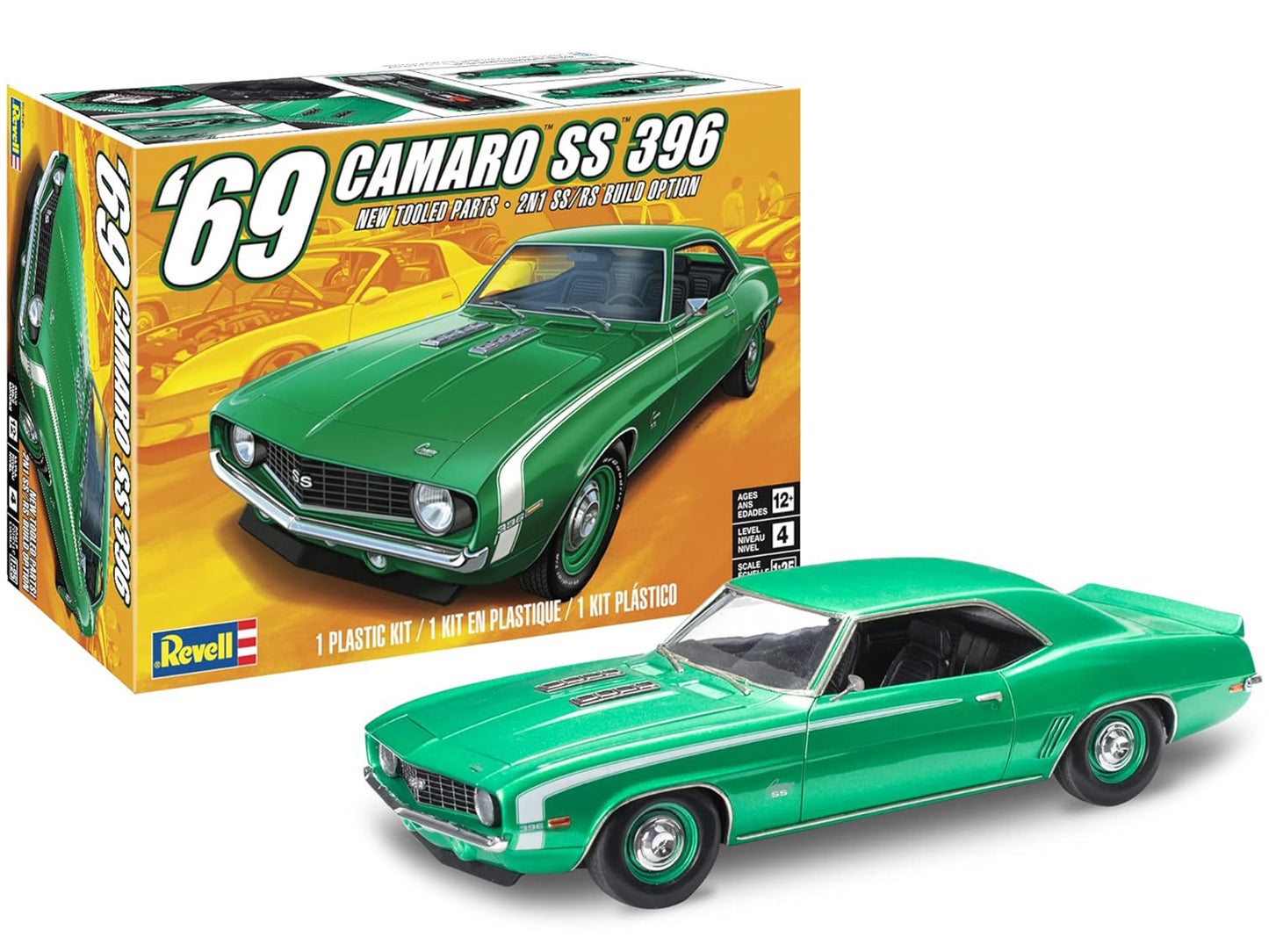 Level 4 Model Kit 1969 Chevrolet Camaro 396 2-in-1 Kit 1/25 Scale Model by Revell