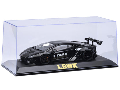 Collectible Display Show Case with Black Plastic Base and Gold "LBWK" Logo for 1/18-1/24 Scale Model Cars by Autoart