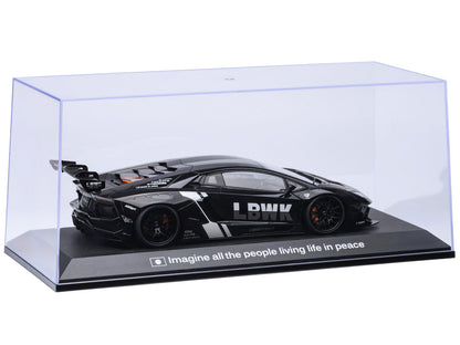 Collectible Display Show Case with Black Plastic Base and Gold "LBWK" Logo for 1/18-1/24 Scale Model Cars by Autoart