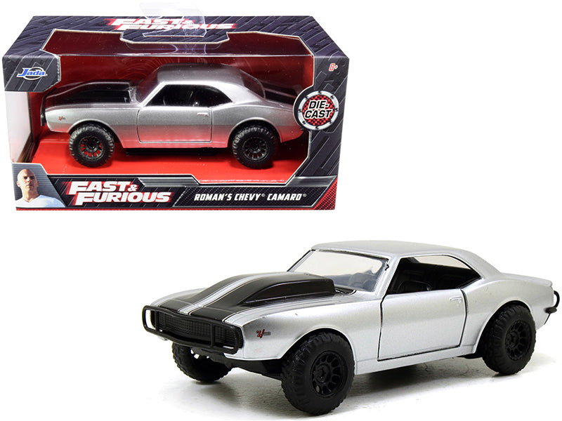 Roman's Chevrolet Camaro Z/28 Silver with Black Stripes "Fast & Furious 7" (2015) Movie 1/32 Diecast Model Car by Jada