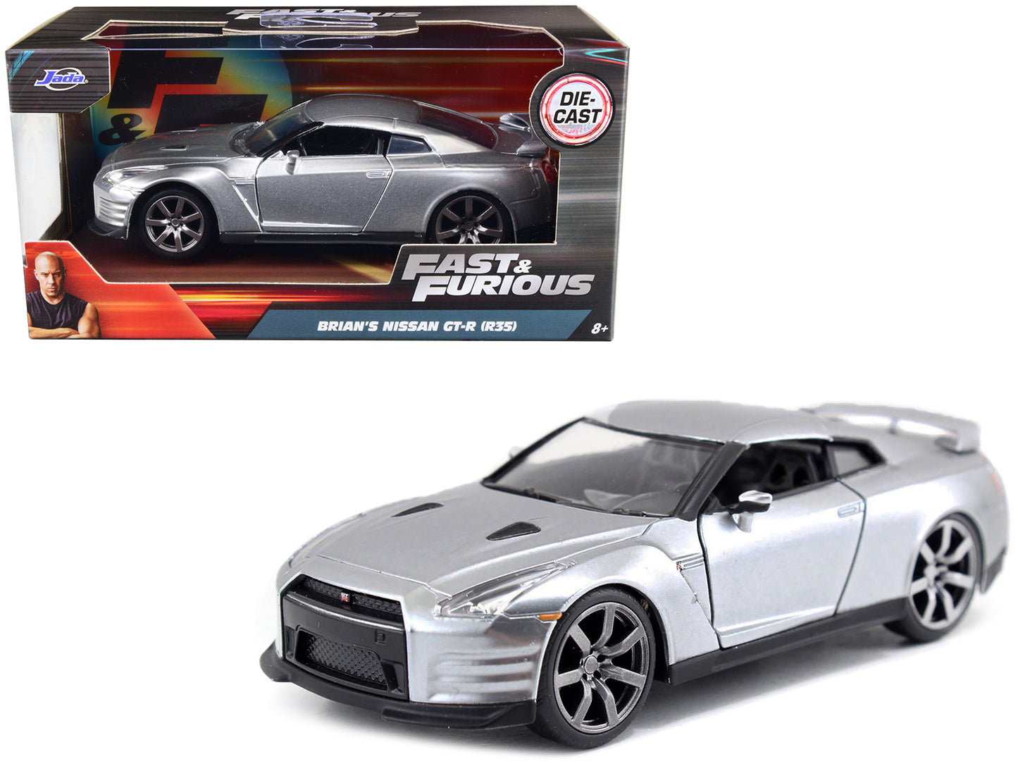 Brian's Nissan GT-R (R35) Silver Metallic "Fast & Furious" Movie 1/32 Diecast Model Car by Jada