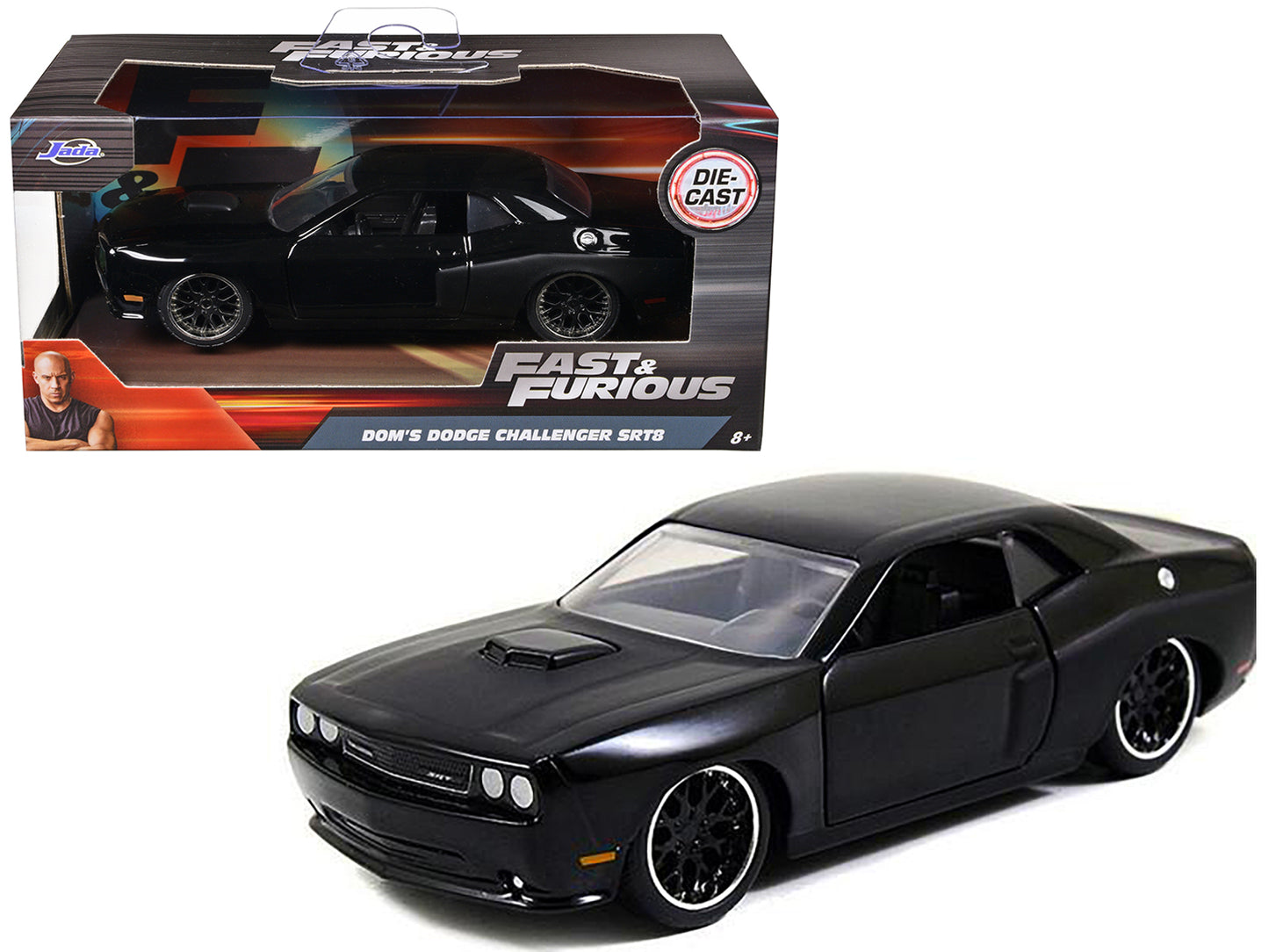 Dom's Dodge Challenger SRT8 Black "Fast & Furious" Movie 1/32 Diecast Model Car by Jada