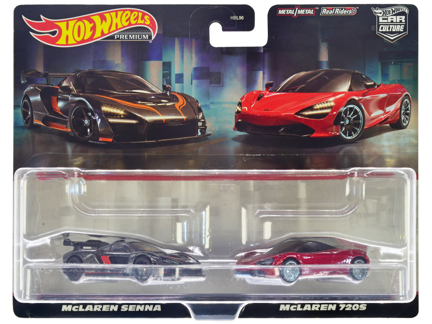 McLaren Senna Dark Gray Metallic with Orange Stripes and McLaren 720S Red Metallic with Black Top "Car Culture" Set of 2 Cars Diecast Model Cars by Hot Wheels