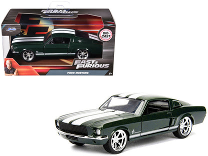 Sean's Ford Mustang Dark Green with White Stripes "Fast & Furious" Movie 1/32 Diecast Model Car by Jada