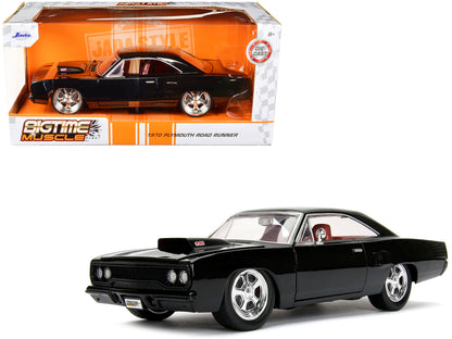 1970 Plymouth Road Runner 440 Black with Red Interior "Bigtime Muscle" Series 1/24 Diecast Model Car by Jada