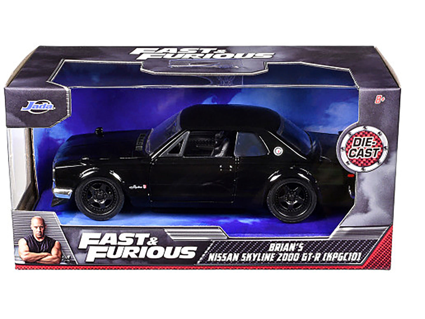 Brian's Nissan Skyline 2000 GT-R (KPGC10) Black "Fast & Furious" Movie 1/32 Diecast Model Car by Jada