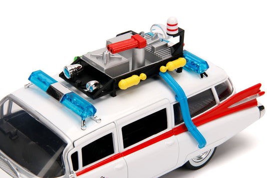 1959 Cadillac Ambulance Ecto-1 White "Ghostbusters" Movie "Hollywood Rides" Series 1/24 Diecast Model Car by Jada