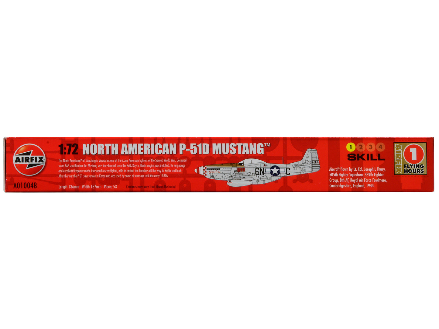 Level 1 Model Kit North American P-51D Mustang Fighter Aircraft 1/72 Plastic Model Kit by Airfix