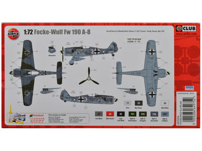 Level 1 Model Kit Focke-Wulf Fw190-A8 Fighter Aircraft 1/72 Plastic Model Kit by Airfix