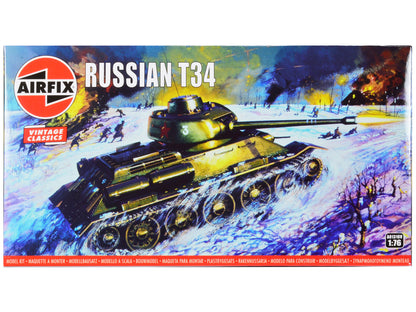 Level 2 Model Kit Russian T34 Tank 1/76 Plastic Model Kit by Airfix