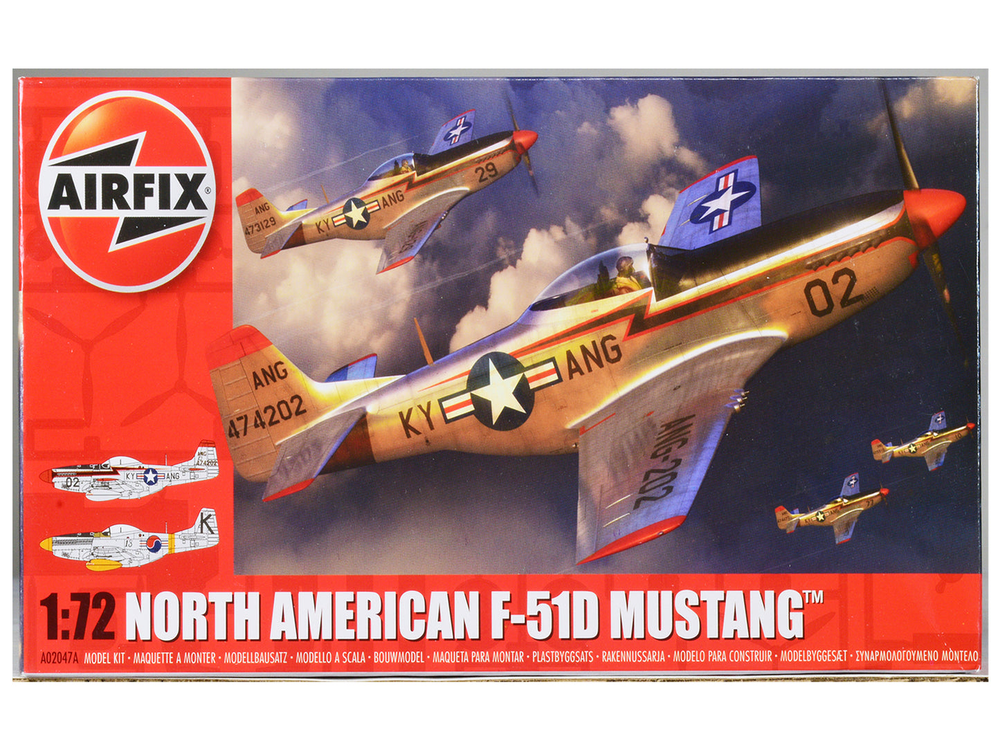 Level 1 Model Kit North American P-51D Mustang Fighter Aircraft with 2 Scheme Options 1/72 Plastic Model Kit by Airfix