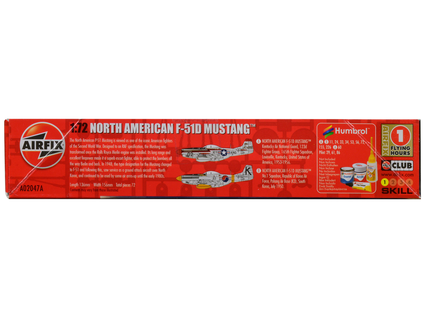 Level 1 Model Kit North American P-51D Mustang Fighter Aircraft with 2 Scheme Options 1/72 Plastic Model Kit by Airfix