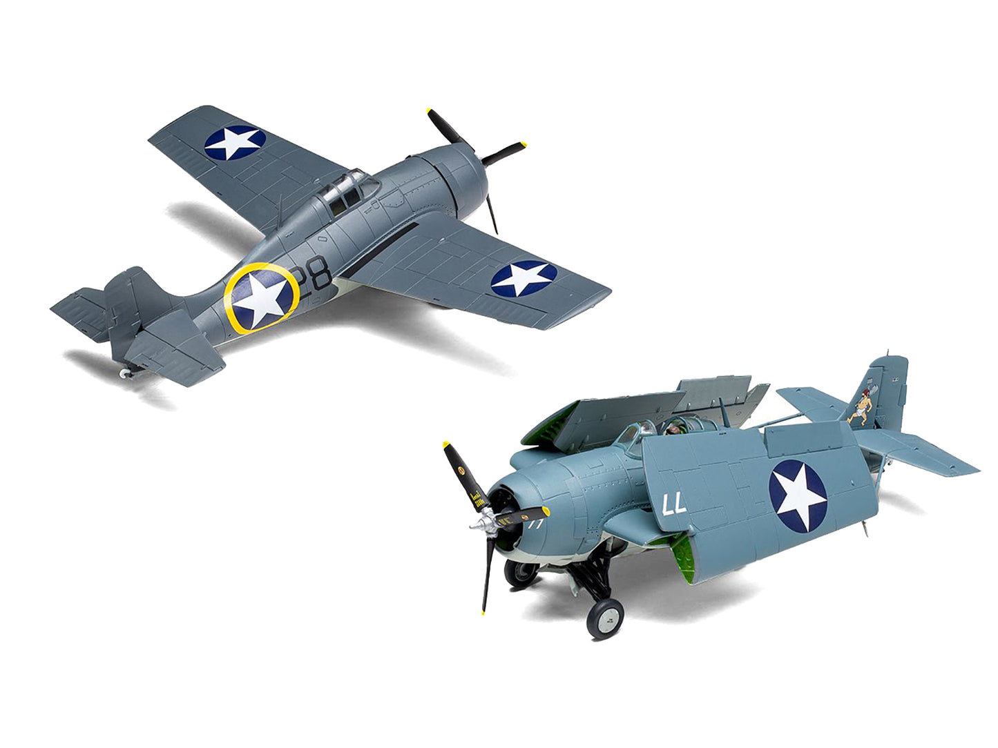 Level 2 Model Kit Grumman F4F-4 Wildcat Fighter Aircraft with 2 Scheme Options 1/72 Plastic Model Kit by Airfix