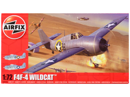 Level 2 Model Kit Grumman F4F-4 Wildcat Fighter Aircraft with 2 Scheme Options 1/72 Plastic Model Kit by Airfix