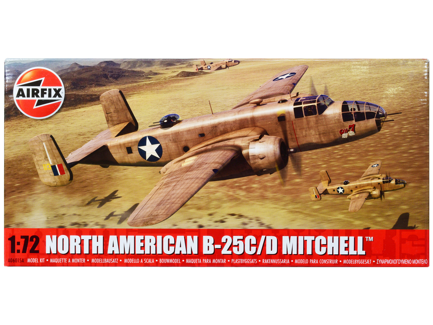 Level 3 Model Kit North American B-25C/D Mitchell Bomber Aircraft with 2 Scheme Options 1/72 Plastic Model Kit by Airfix