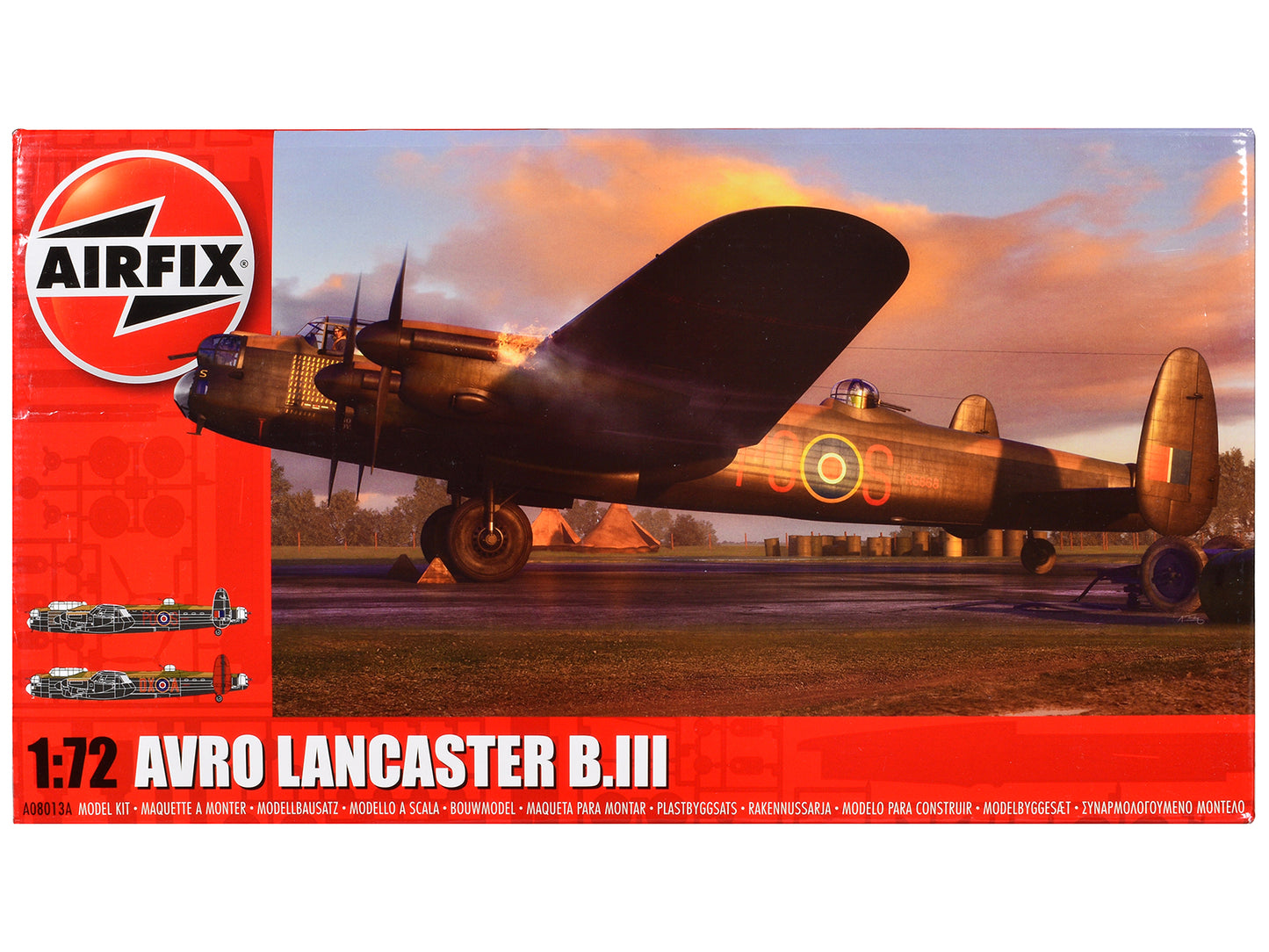 Level 3 Model Kit Avro Lancaster B.III Bomber Aircraft with 2 Scheme Options 1/72 Plastic Model Kit by Airfix