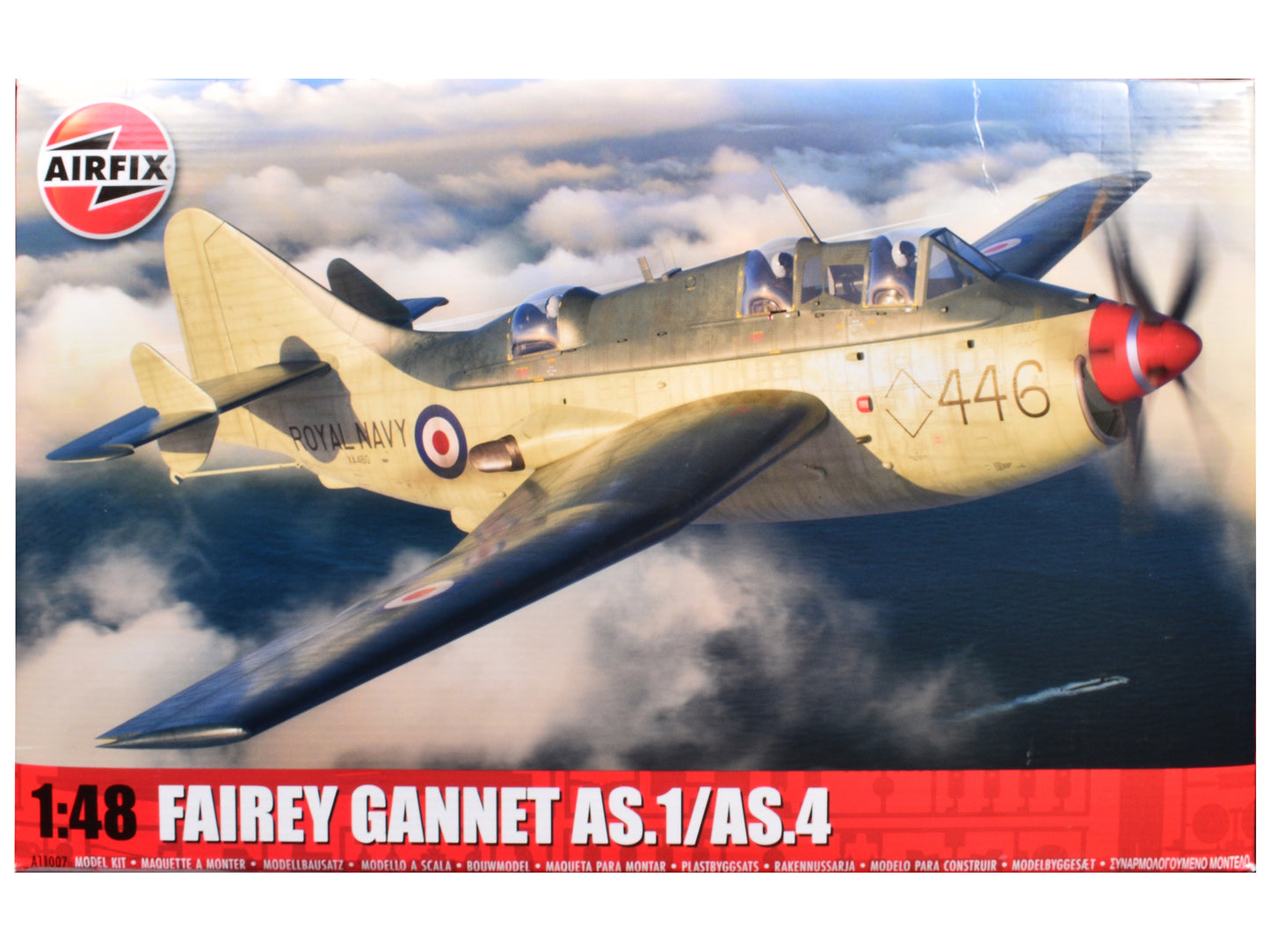 Level 4 Model Kit Fairey Gannet AS.1/AS.4 Aircraft with 3 Scheme Options 1/48 Plastic Model Kit by Airfix