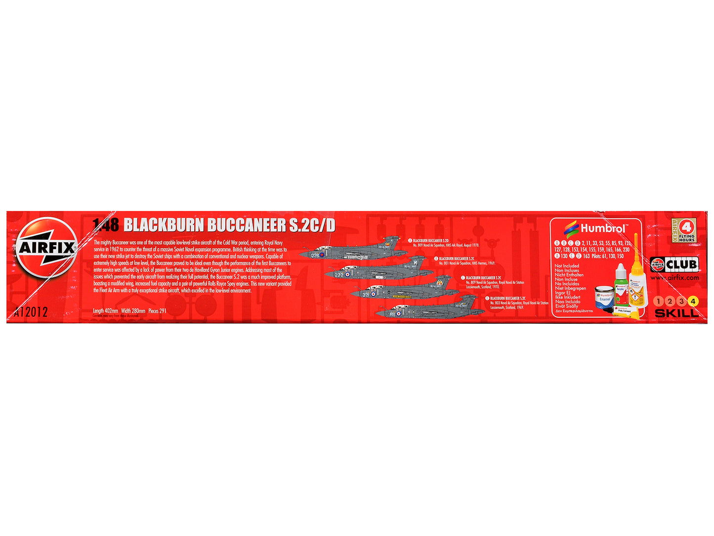 Level 4 Model Kit Blackburn Buccaneer S.2C/D Attack Aircraft with 4 Scheme Options 1/48 Plastic Model Kit by Airfix